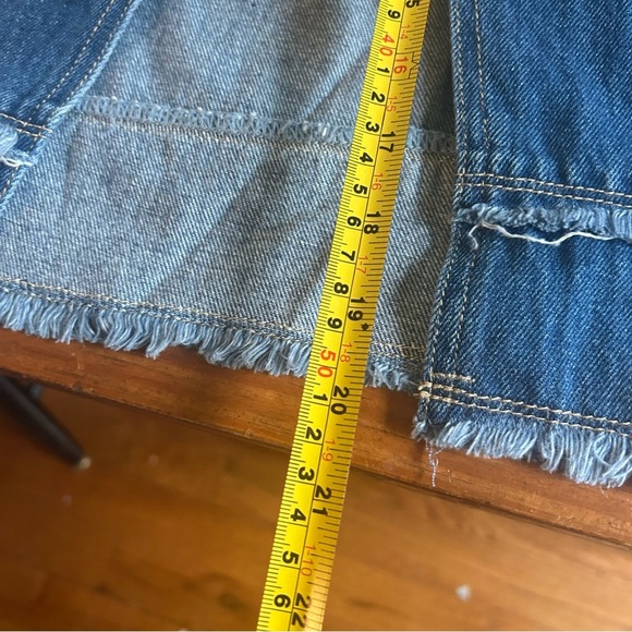 NWT Twelve on Twelth Dark Wash Denim Maxi Skirt S Frayed Hem Asymmetrical - Picture 11 of 12